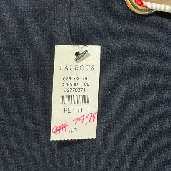 Talbots Ponte Fit &‎ Flare Dress Women's 4P Navy Blue Scarf Tie 3/4 Sleeve NWT - Picture 7 of 12
